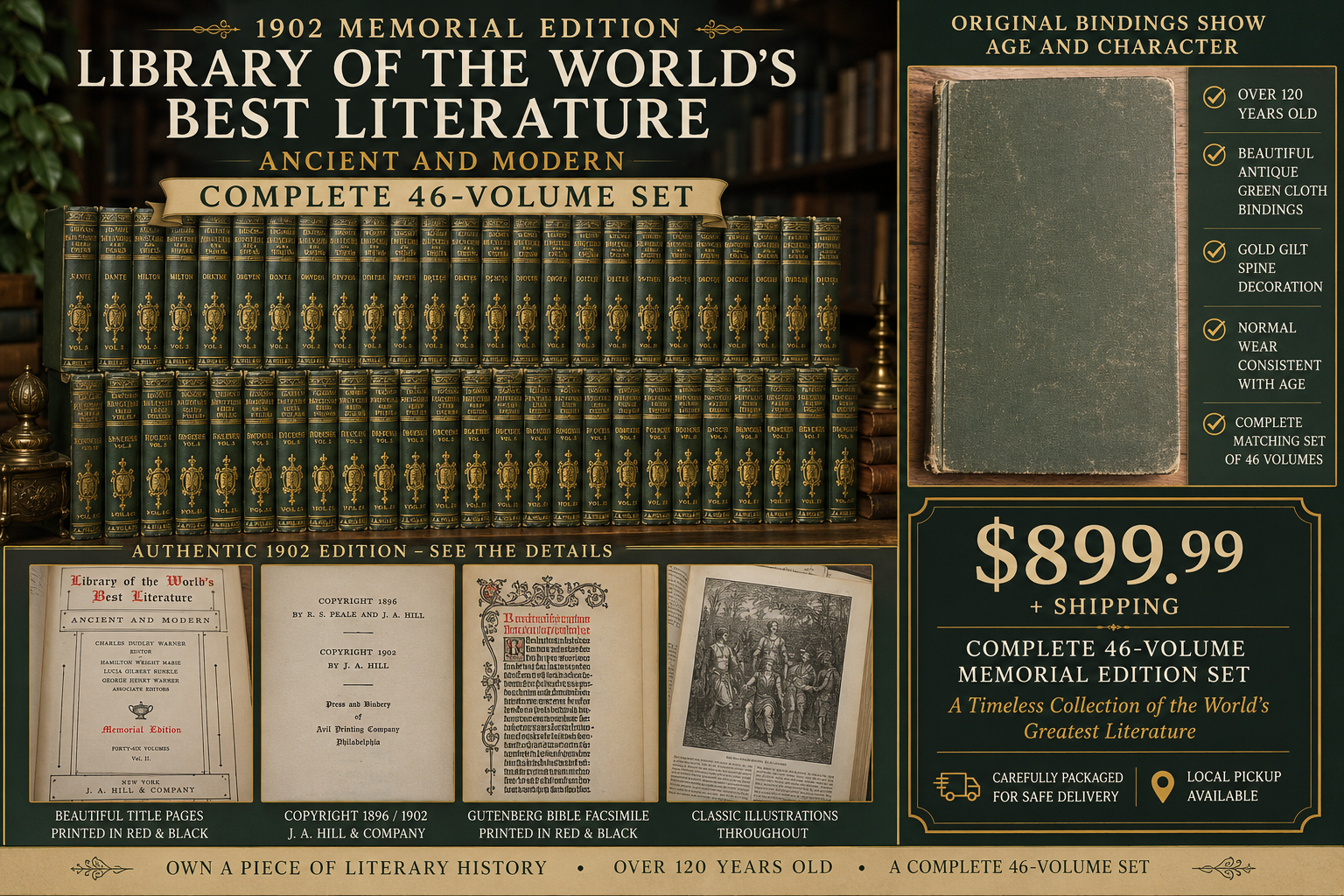 Library of the World's Best Literature complete 46-volume 1902 memorial edition